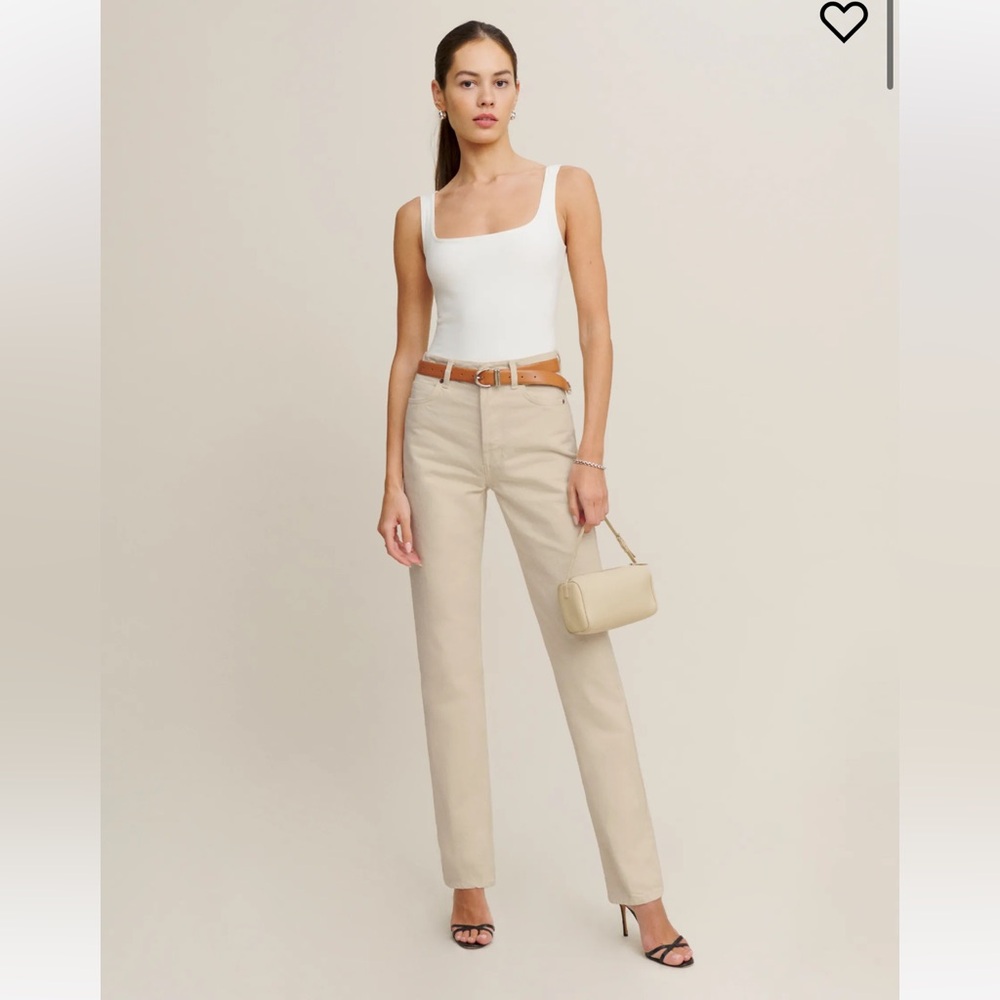 Reformation Cynthia High Rise Straight Jeans Size 27 Cream